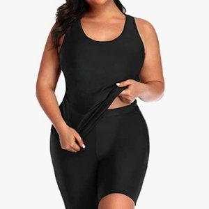 NWT - Women's Size 22W Black Tankini Racerback Swim Top